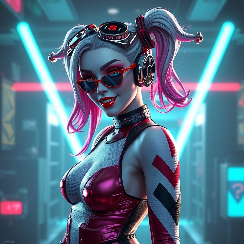 Cyberpunk Harley Quinn in Neon City