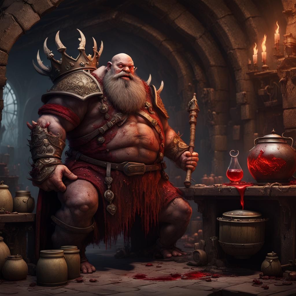 Ogre King with Cauldron in Detailed Digital Painting