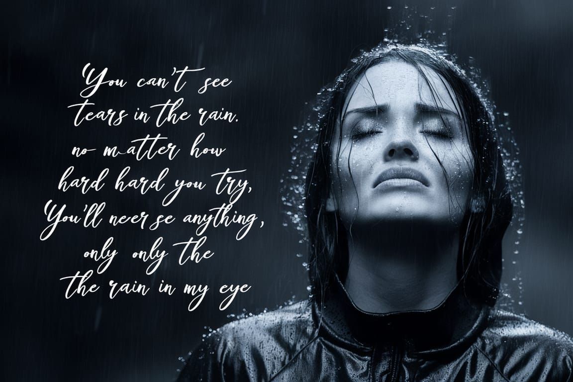 Woman in Rain: Evocative Black and White Photograph