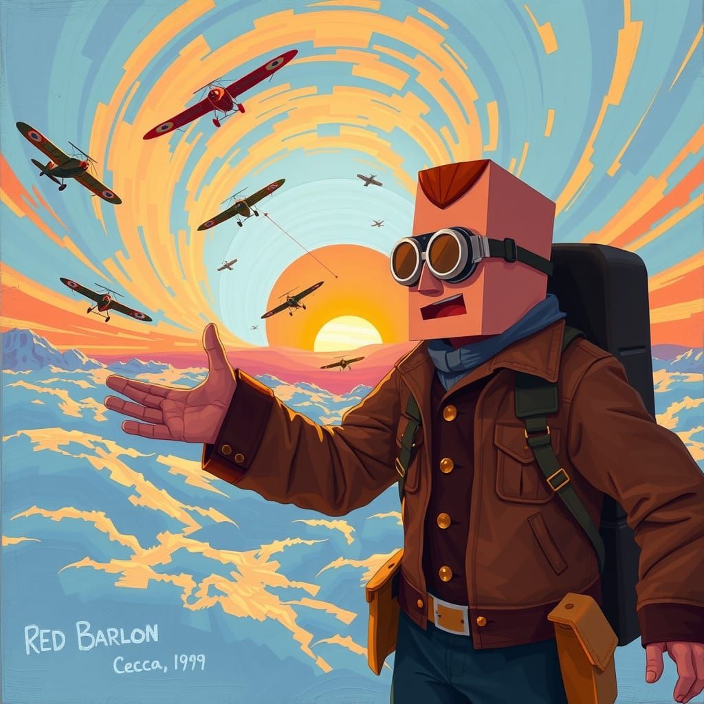 Nostalgic Pixel Art Guide in 8-Bit Red Baron Skies