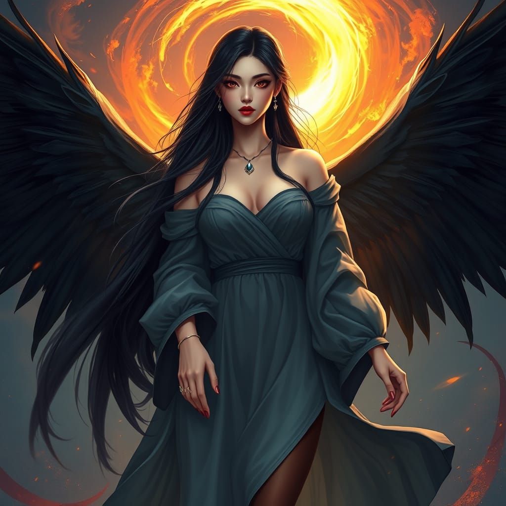 Ethereal Goddess in Fiery Splendor