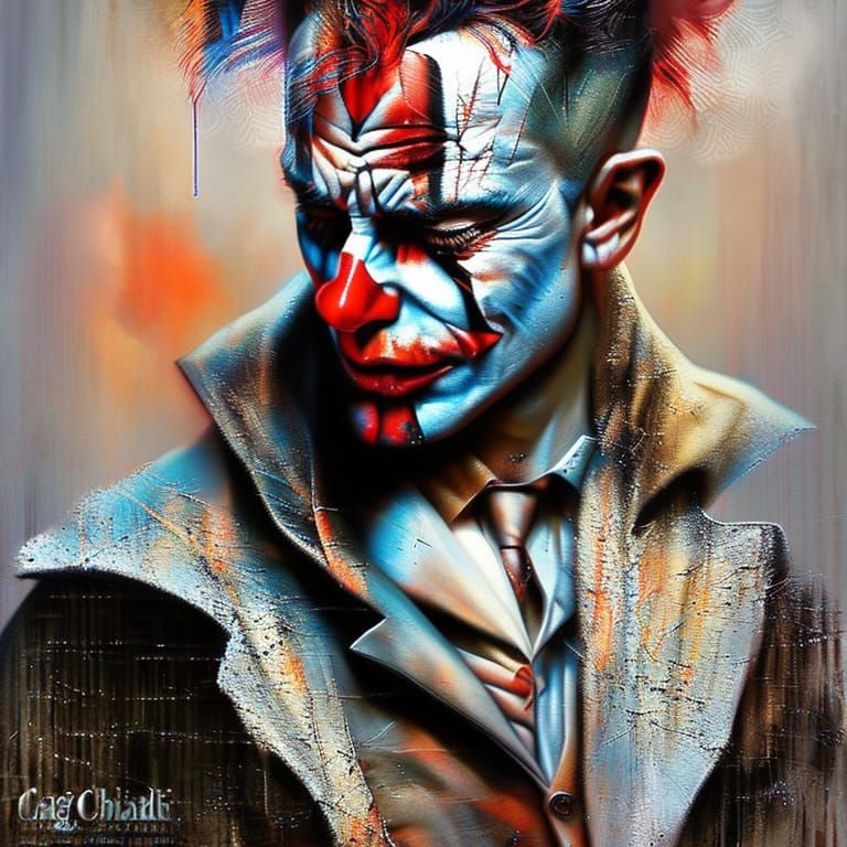 Depressed Clown in Chiaroscuro Lighting