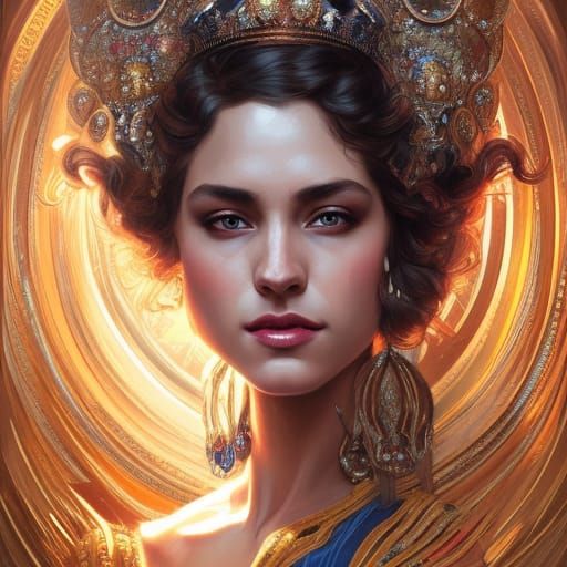 Glamorous Regal Queen Portrait in Hyperdetailed Style