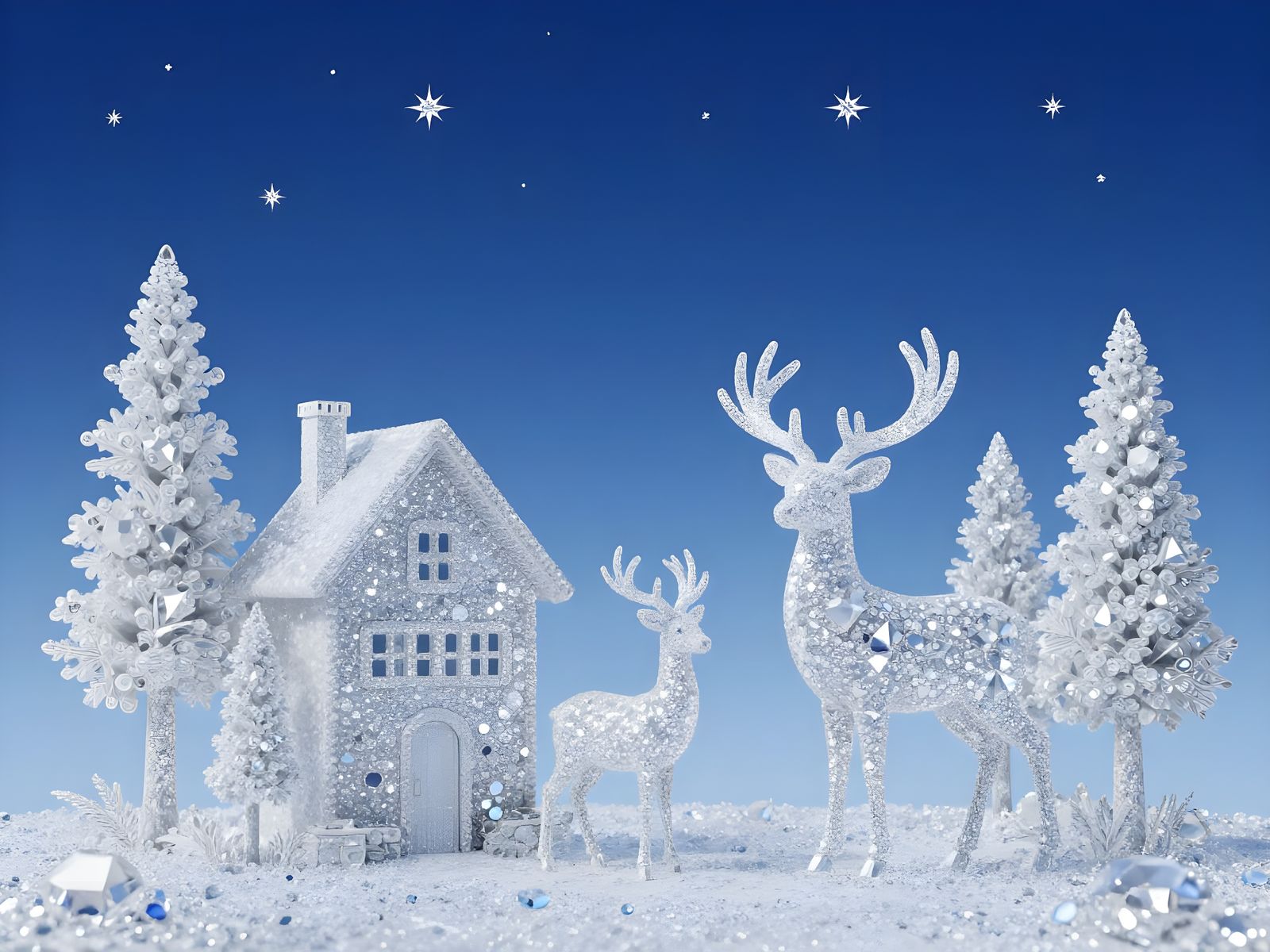 Diamond Dust Landscape in Ultramarine Gradient