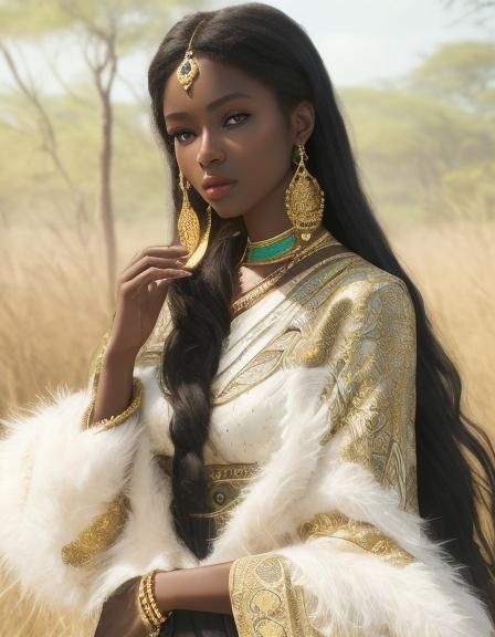 Tanzanian Princess in Golden Light, Cinematic Film Still