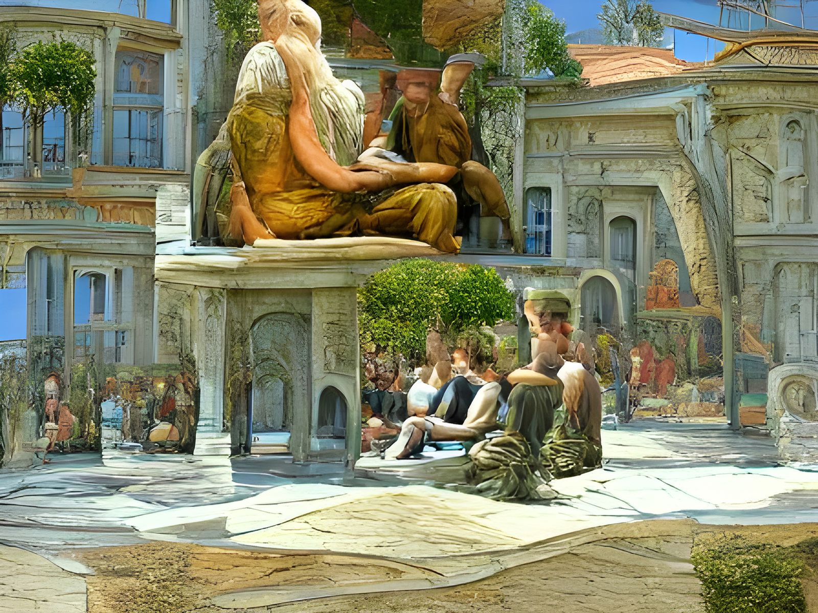 Plato and Aristotle Address Crowd in Renaissance Painting