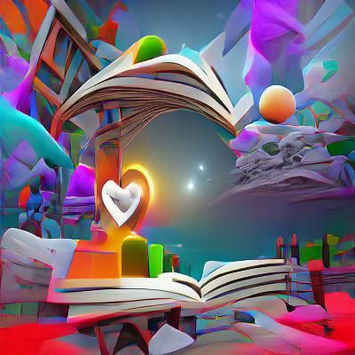 Rainbow Astral Library in Psychedelic 3D Artwork