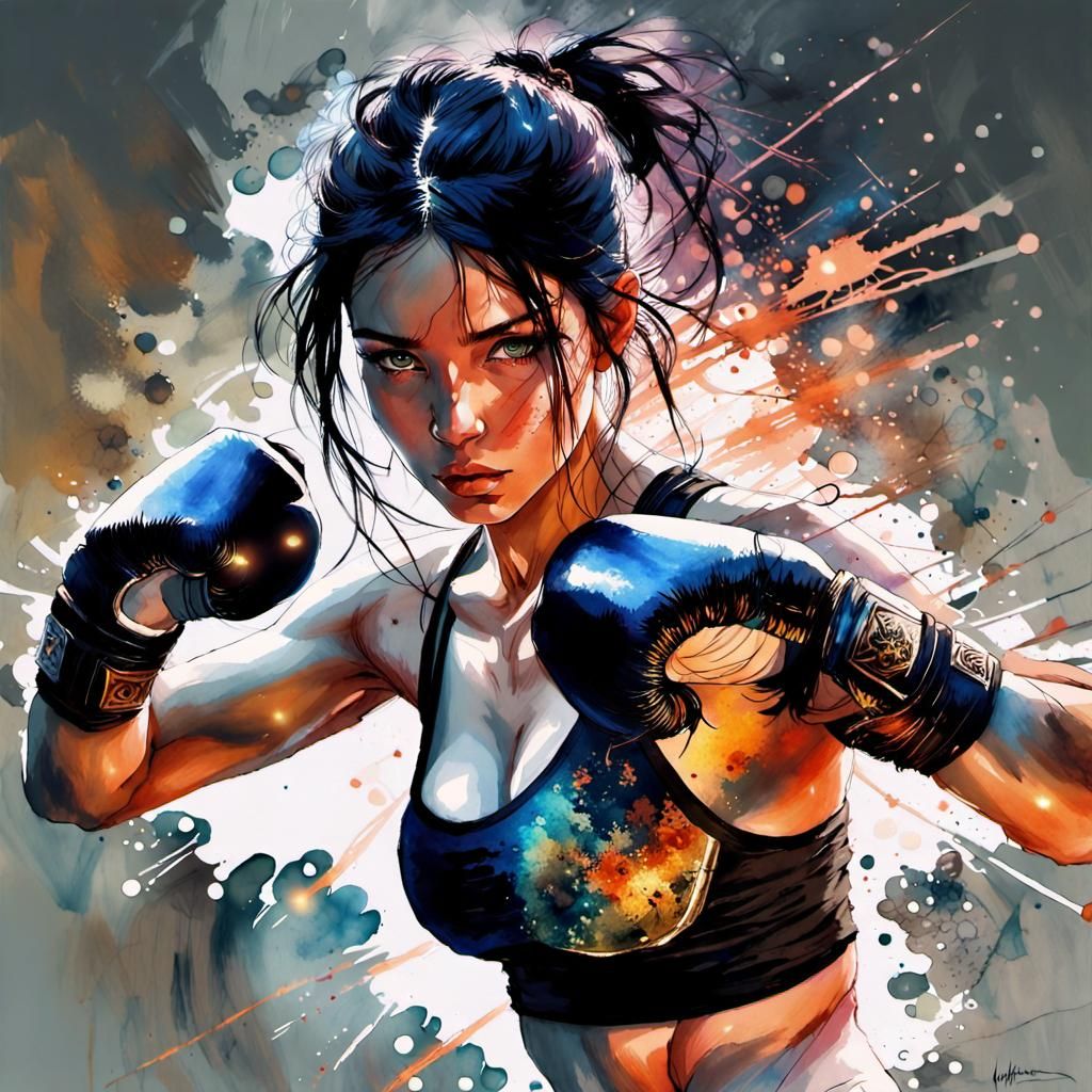 Female training Kickboxing