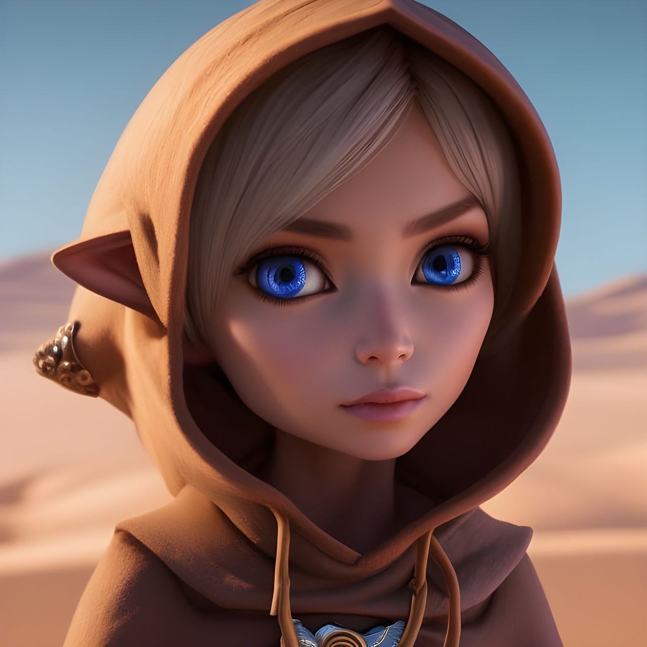 Adorable Desertpunk Elf on Alien Dune Planet