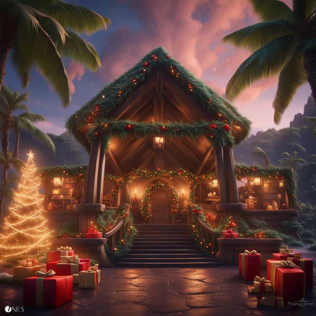 Christmas in Hawaii: Detailed Matte Painting