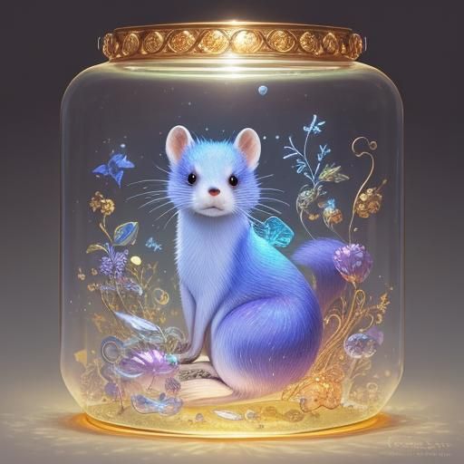 Whimsical Fairy Tale Ferret with Glass Jewelry