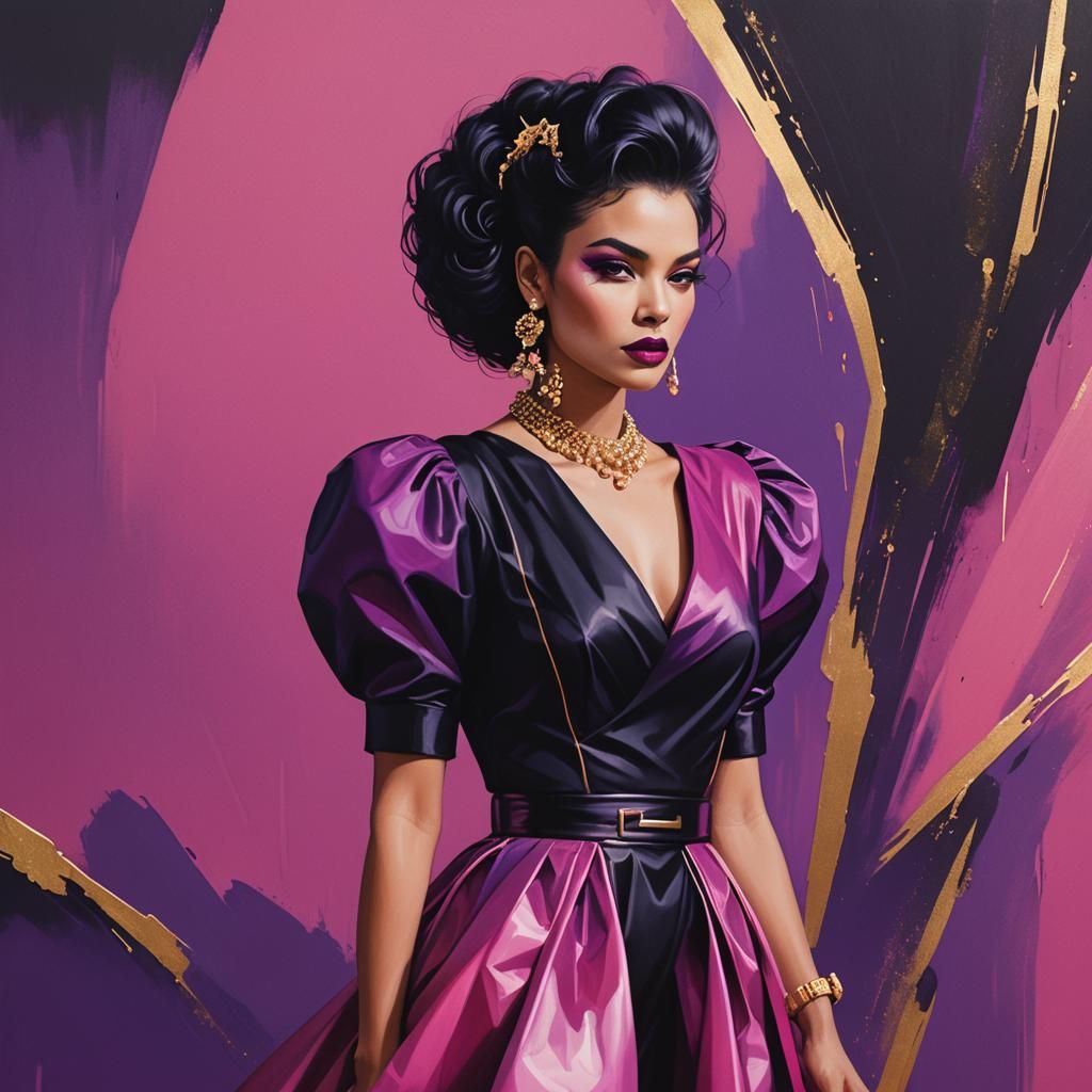 Mob Wife Portrait in 80s Concept Art Style