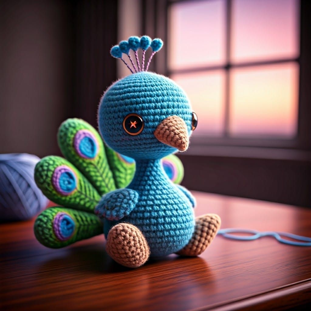 Whimsical Chibi Peacock Plushy in Pastel Hues