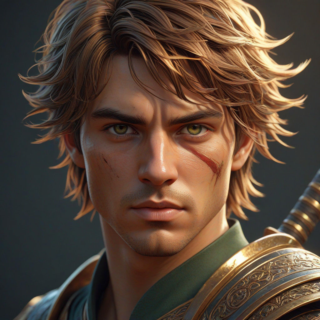 Vibrant Warrior Portrait in Hyperdetailed Style