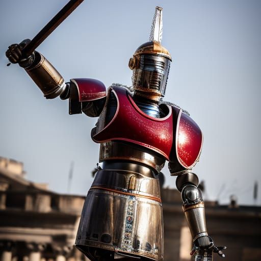 Roman Centurion Robot in Sharp Focus