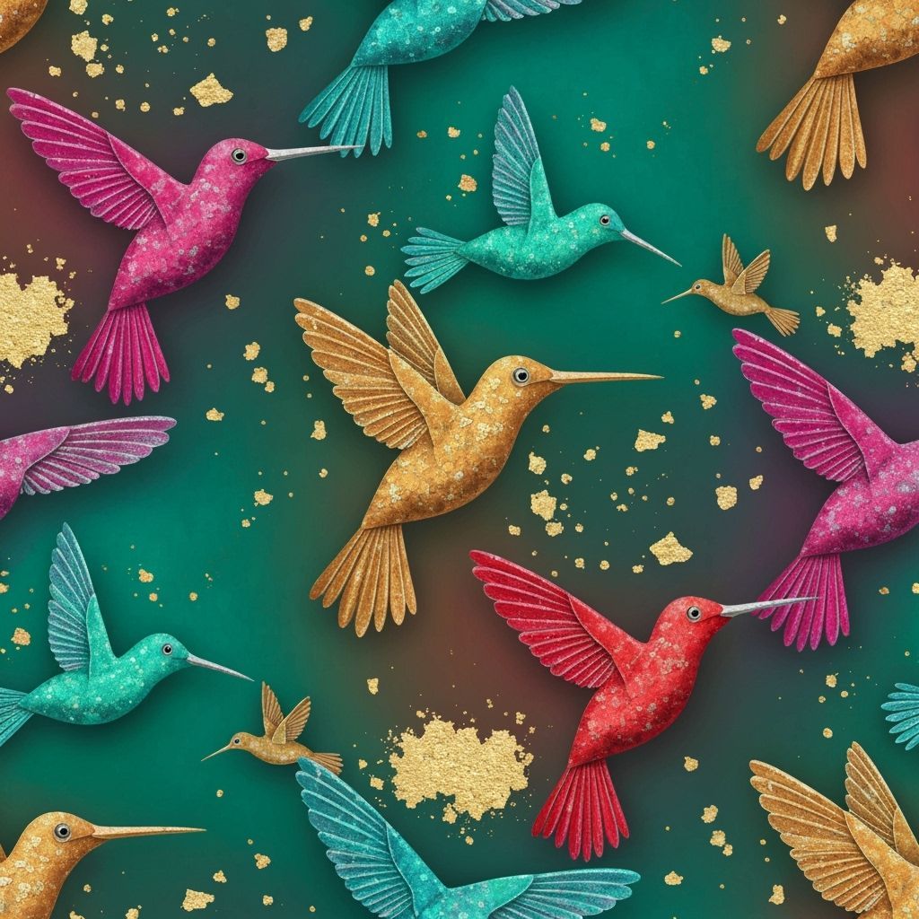 Luxe Hummingbird Pattern with Metallic Accents