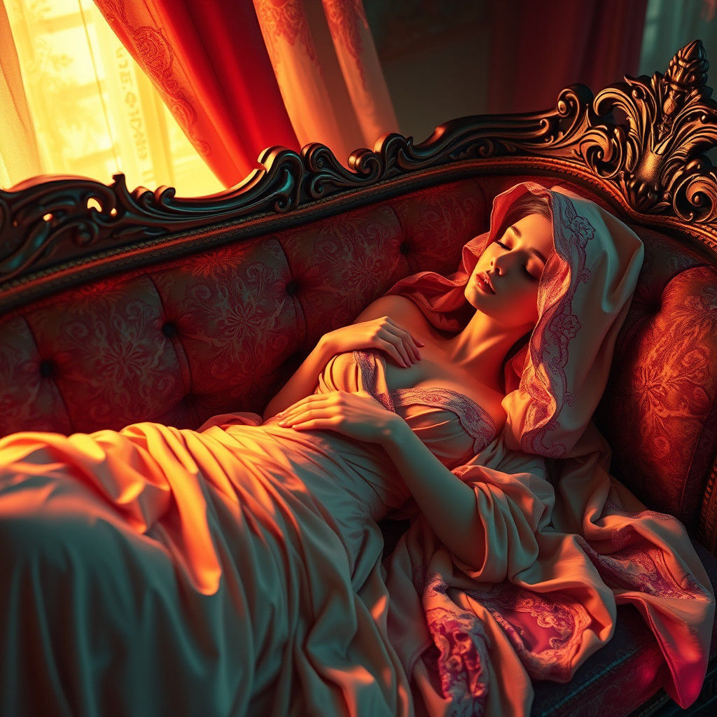 Dreamlike Reclining Woman in Surrealist Style