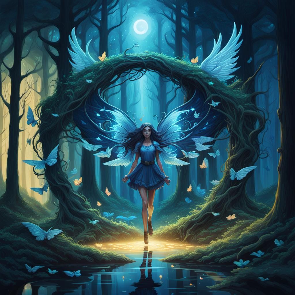 Magical Fairies in a Dark Forest