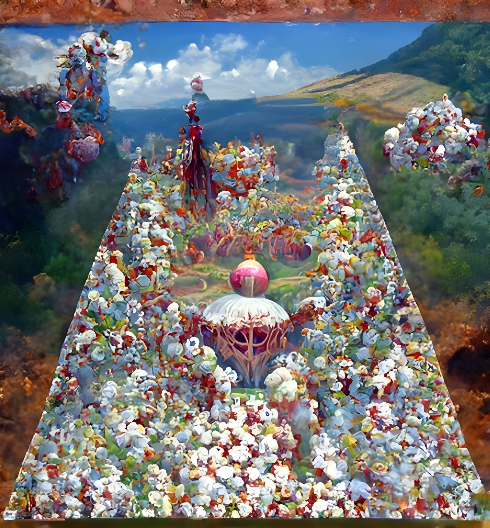 Surreal Cotton Field Landscape as Digital Matte Painting