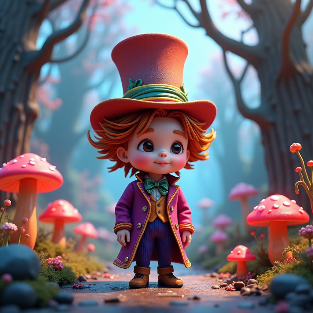 Whimsical Wonka Chibi in Dreamlike Fantasy Art