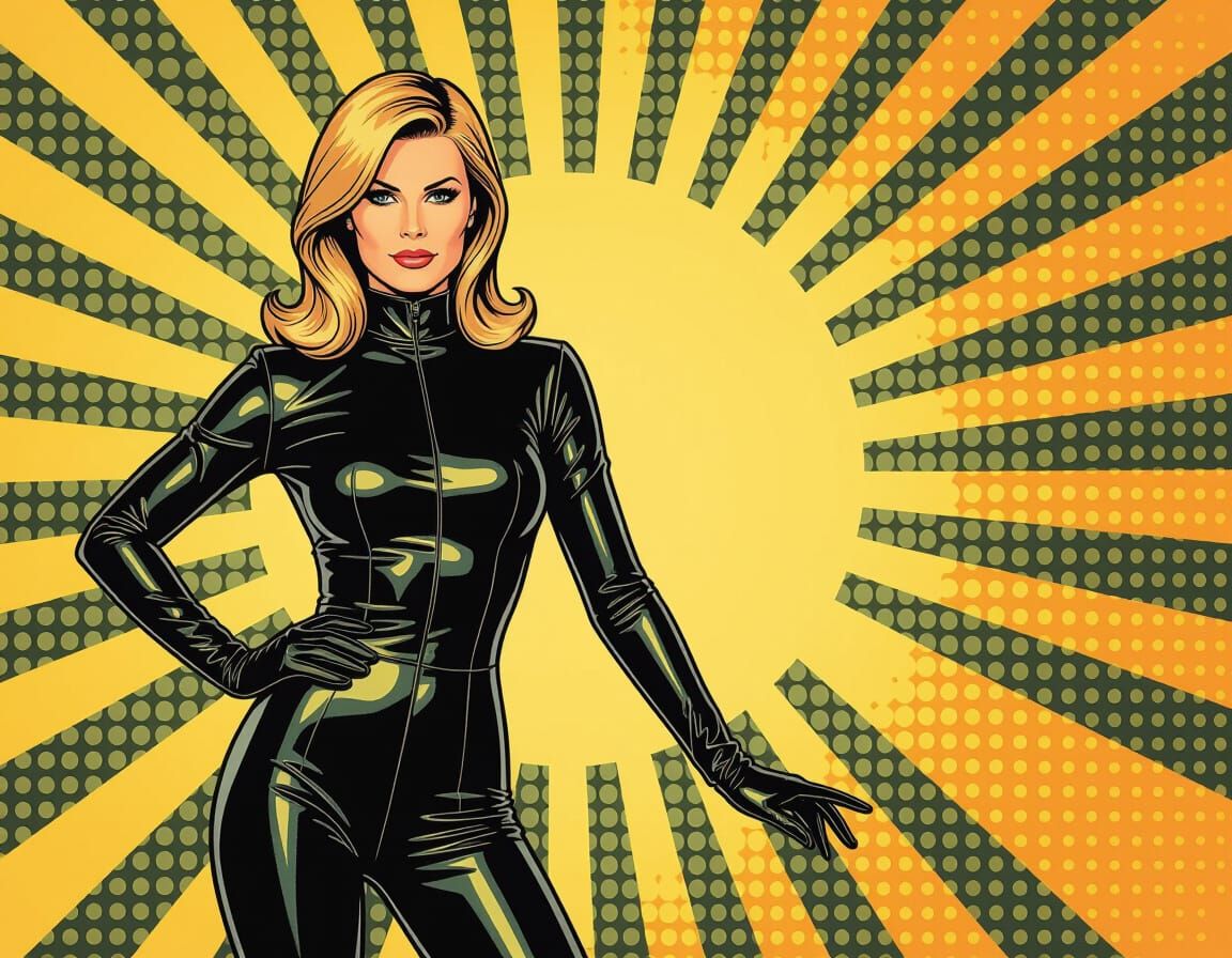 Carol Vorderman in Leather Catsuit, 1960s Mod Style