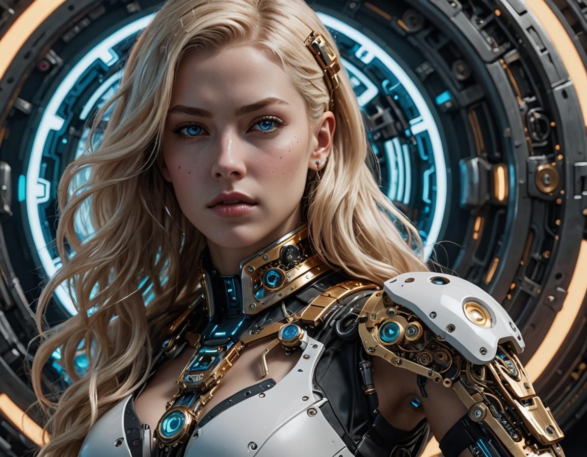 Cyberpunk Woman with Cybernetic Arm