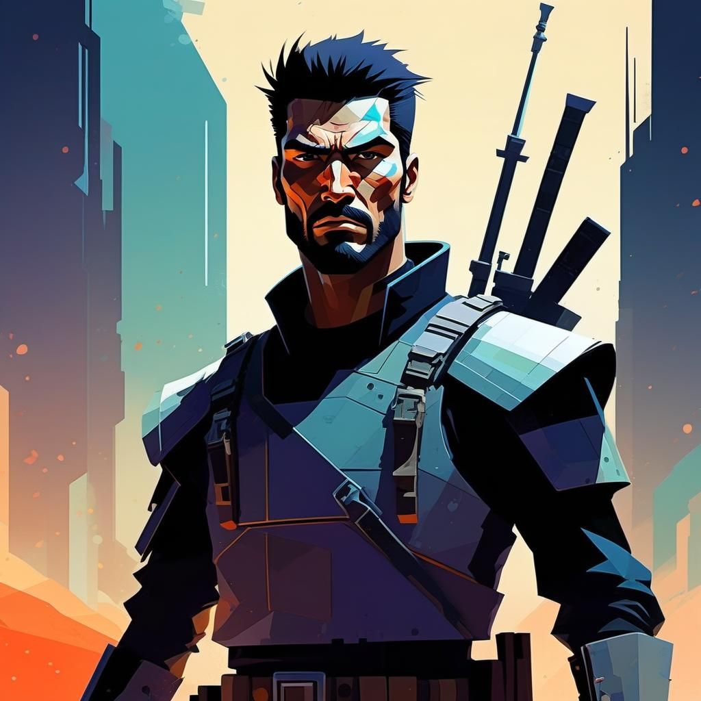 in the minimalist illustrative style of pascal campion, Samurai Jack, day of the tentacle, BakaArts, Rlonart, sable, Sup...