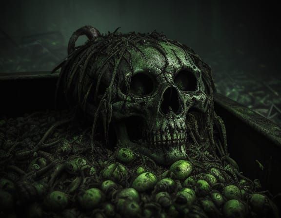 Dark Surrealism: Decaying Corpse in Dumpster