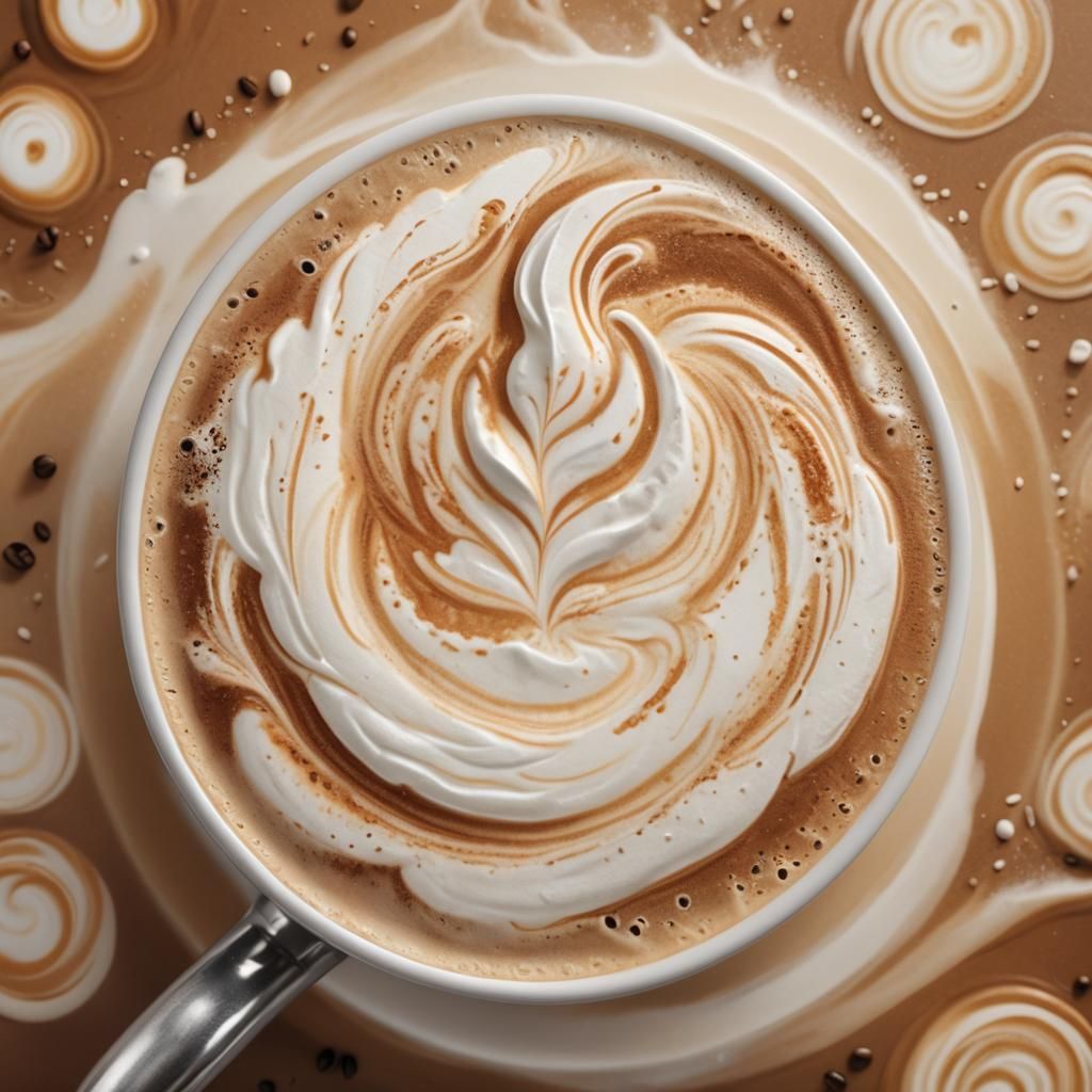 Latte Art Portrait: Overhead Digital Illustration