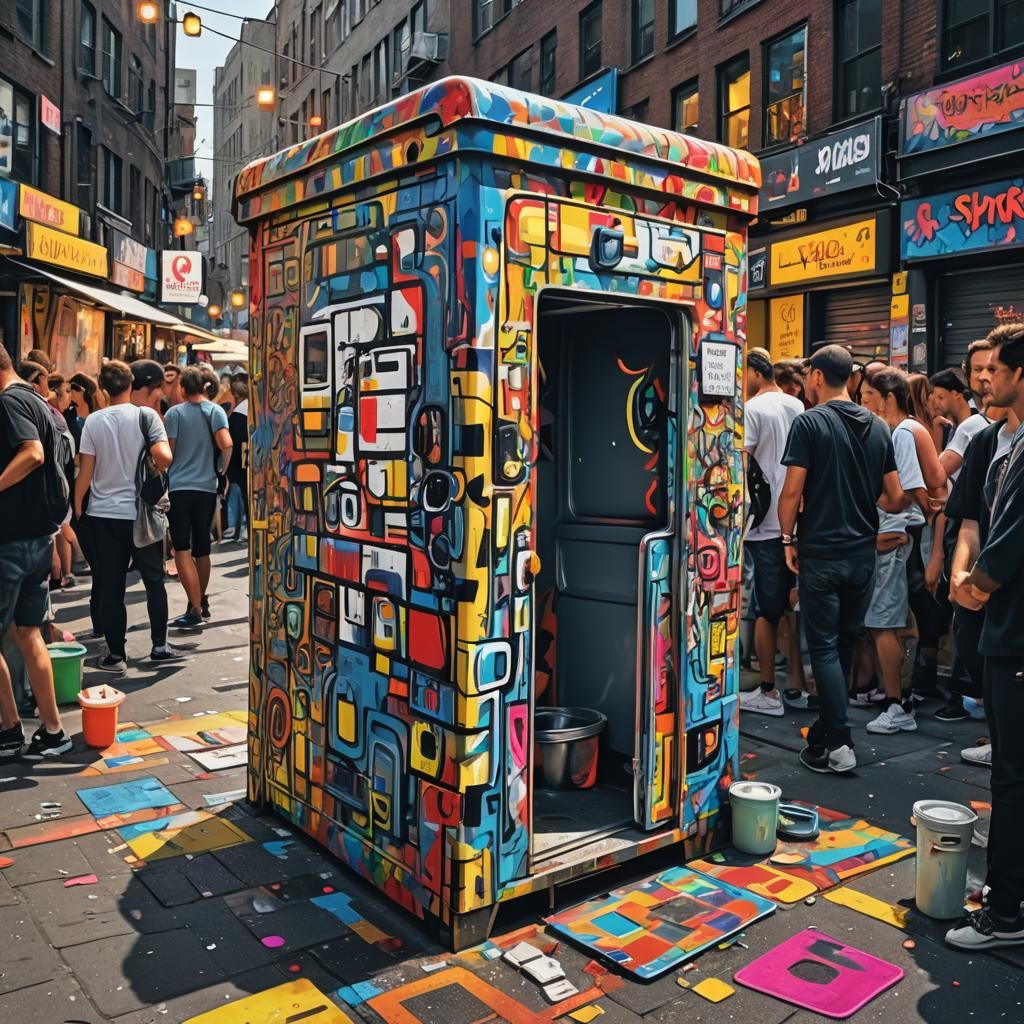 Skibidi Dance in Porta Potty Street Art