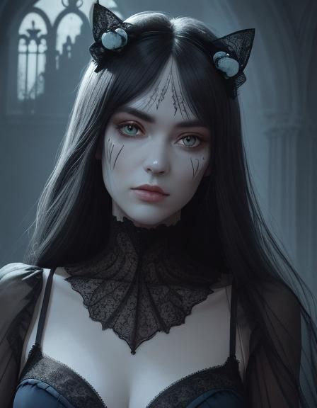 Surrealism. Close-up portrait. Hello Kitty waits for a matur...