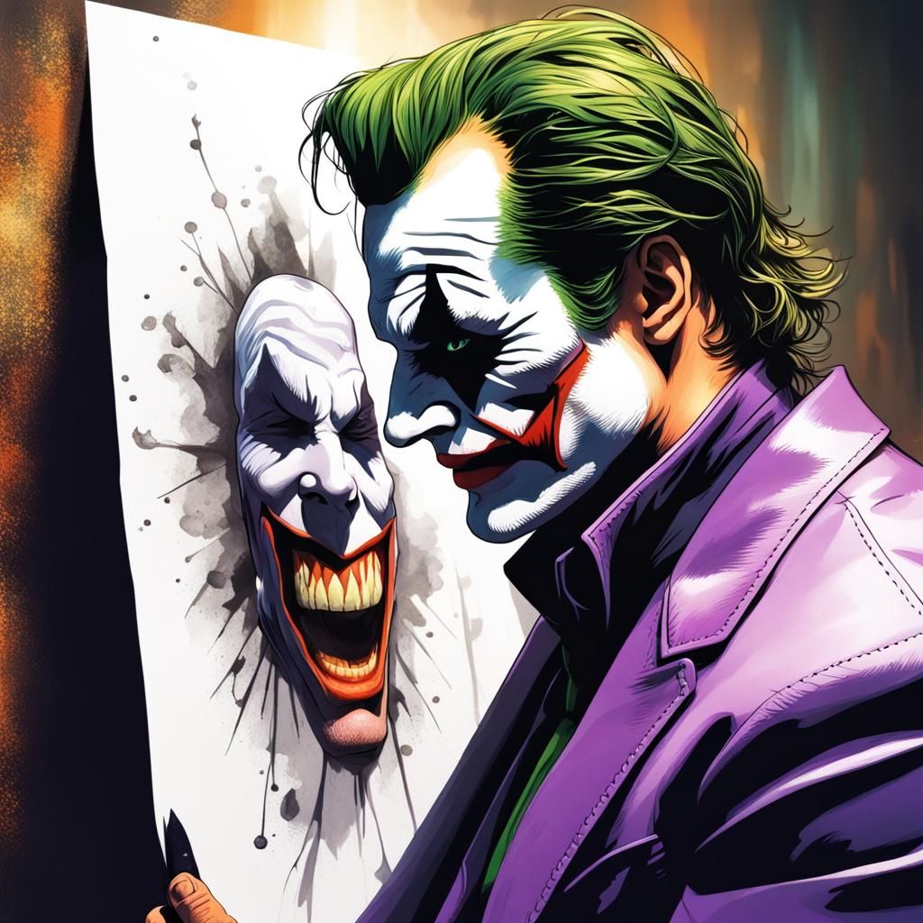Joker's Batman Rorschach Test: Hyperrealistic Splash Art