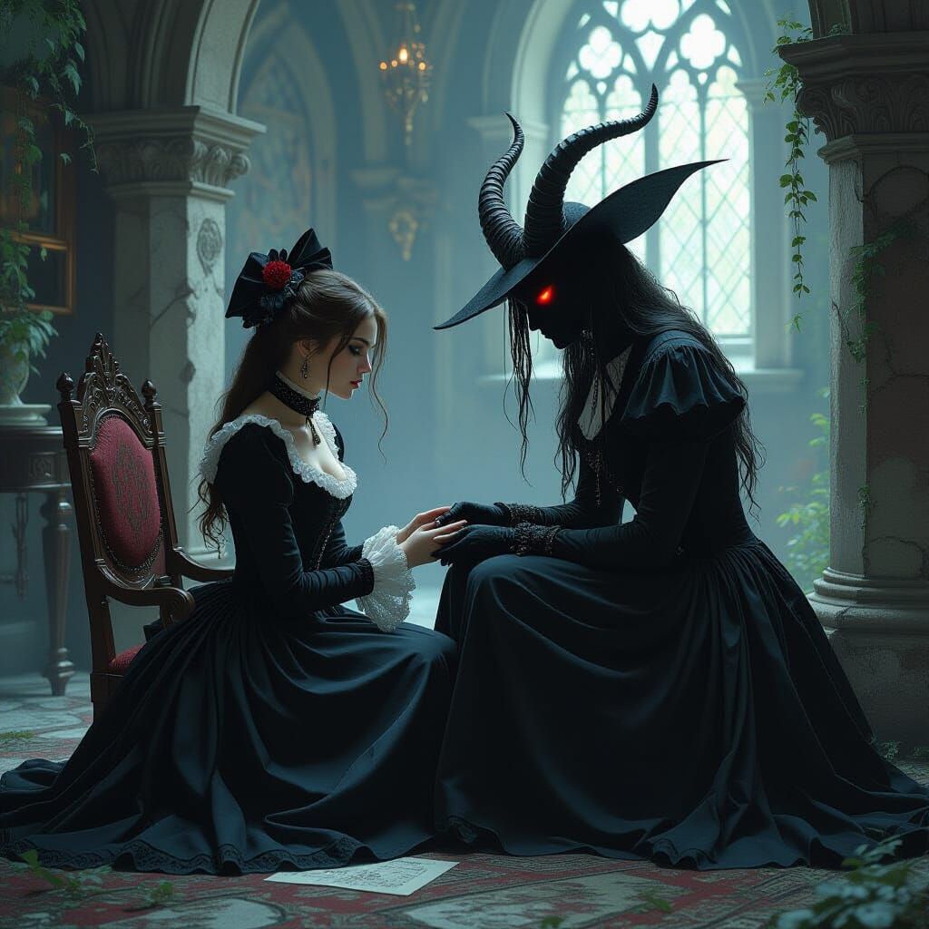 Catalina's Demonic Pact in Gothic Romantic Style
