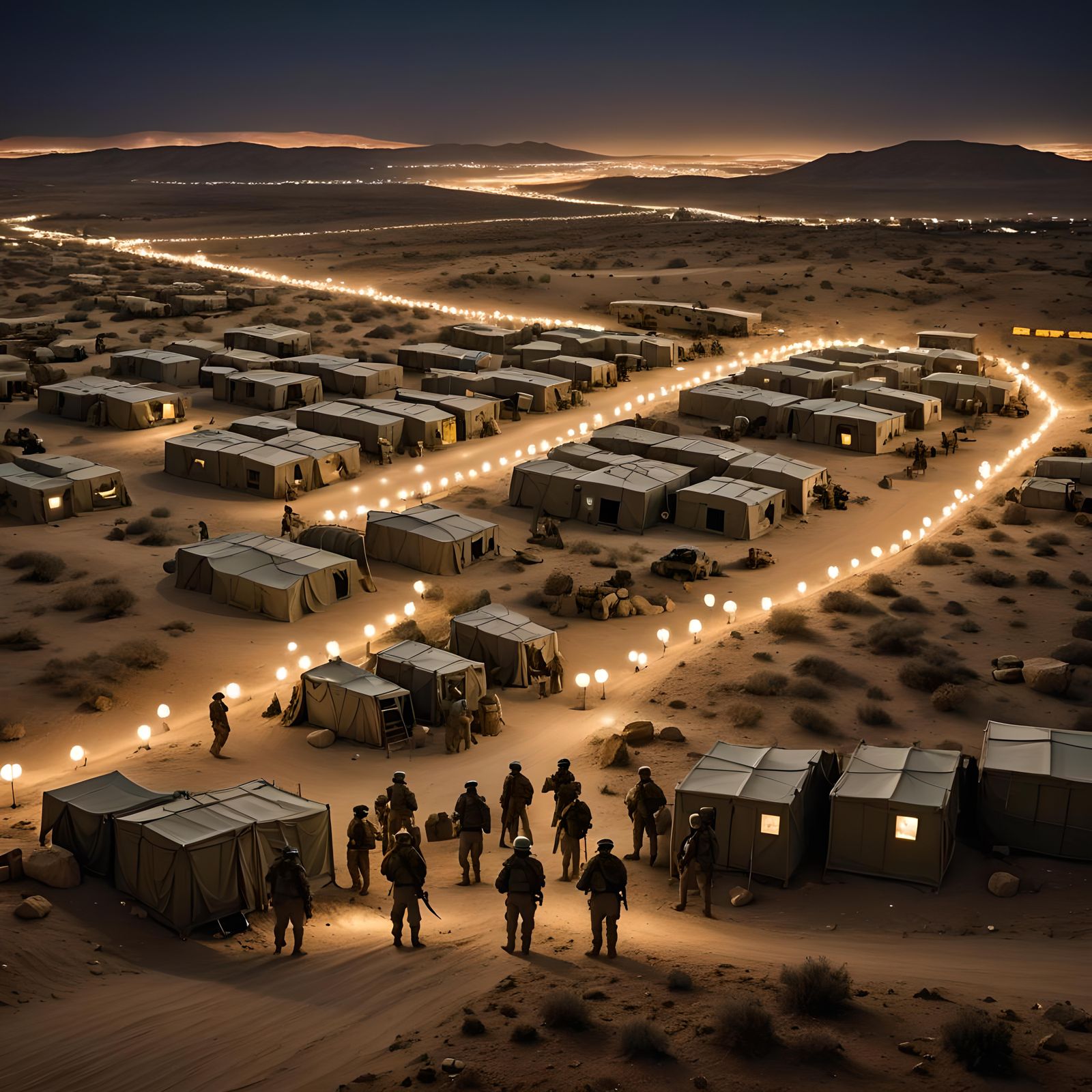 Israeli Military Base at Night in High-Quality Realism