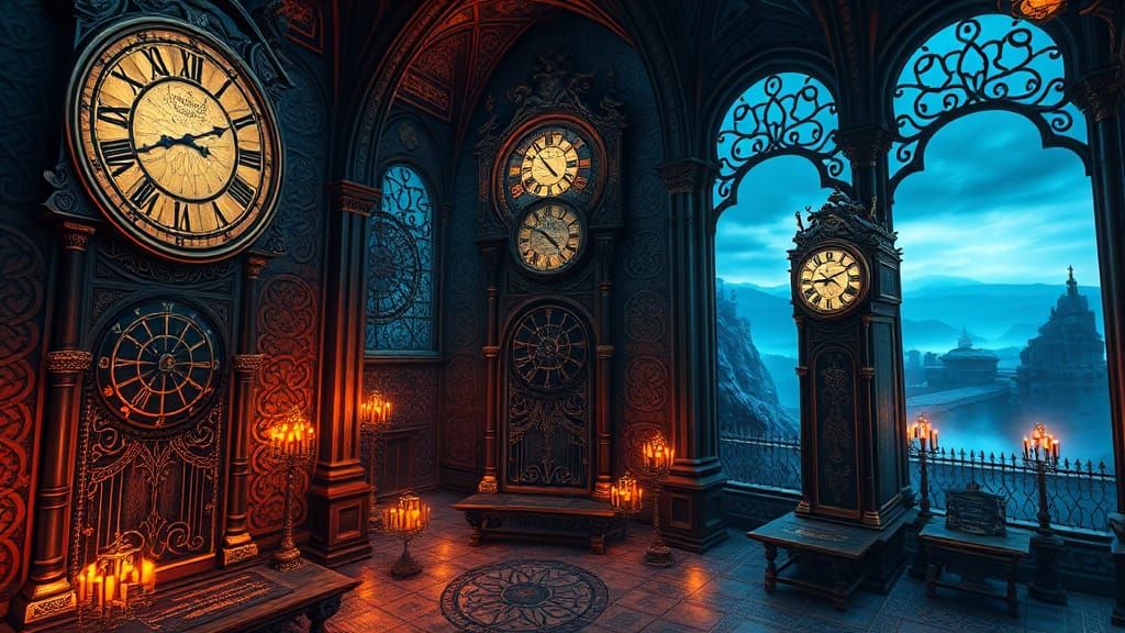 Intricate Clock Room with Celtic Motifs