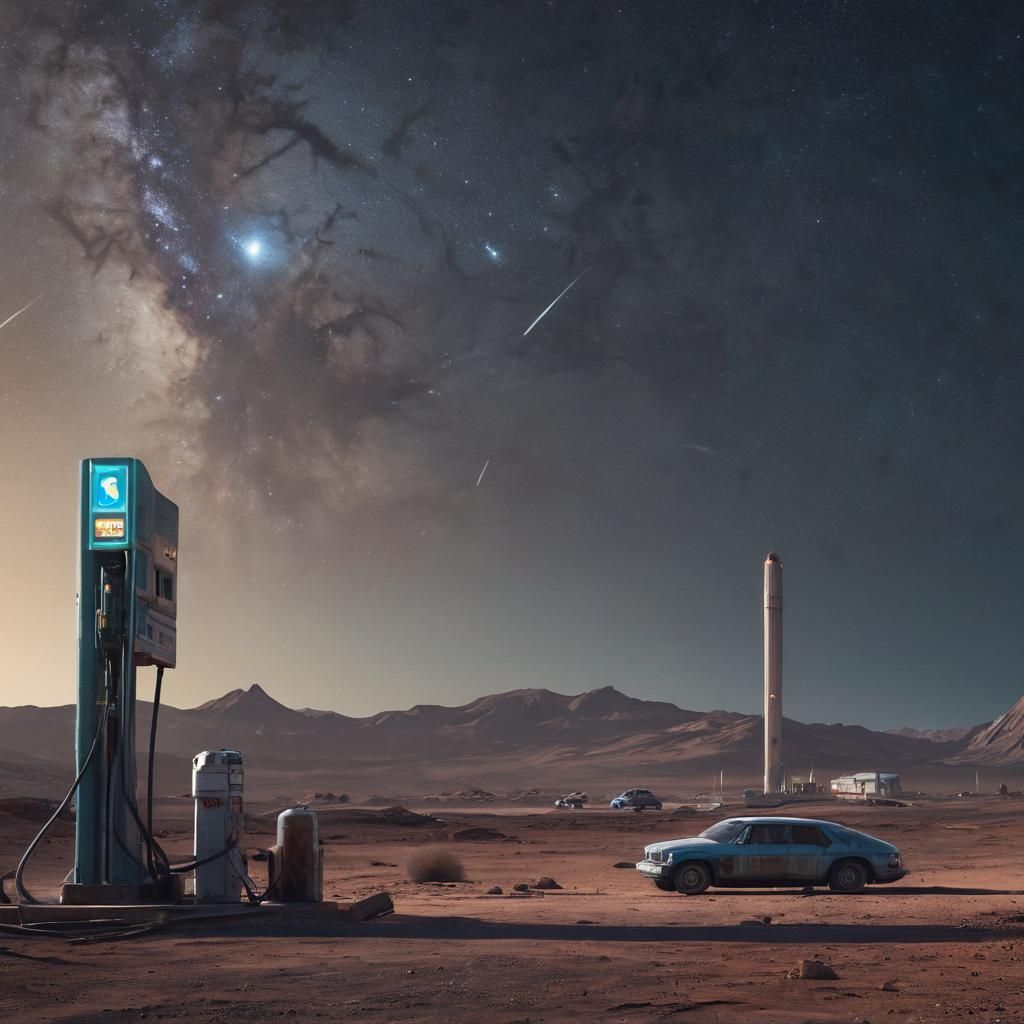 Sci-Fi Gas Station on Distant Planet Concept Art