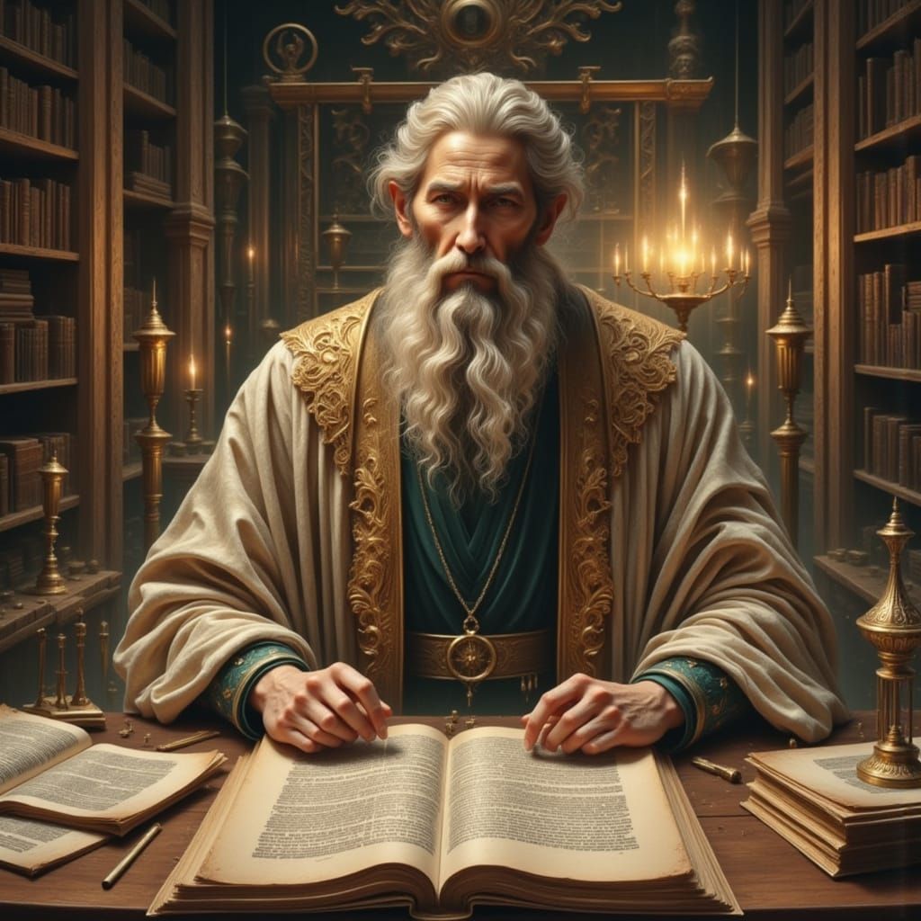 Ancient Hebrew King Solomon Imparts Wisdom in a Dreamlike Sc...