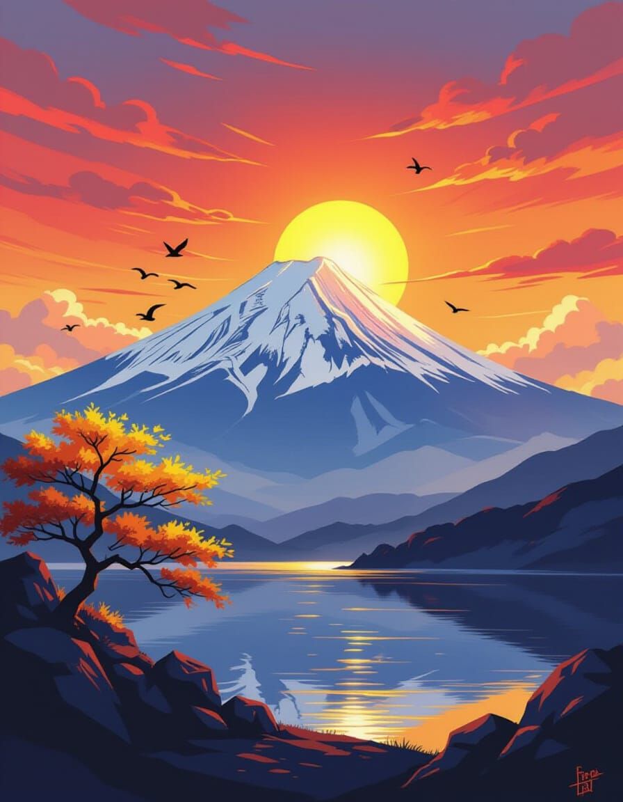 Mount Fuji in a Kaleidoscope of Colors