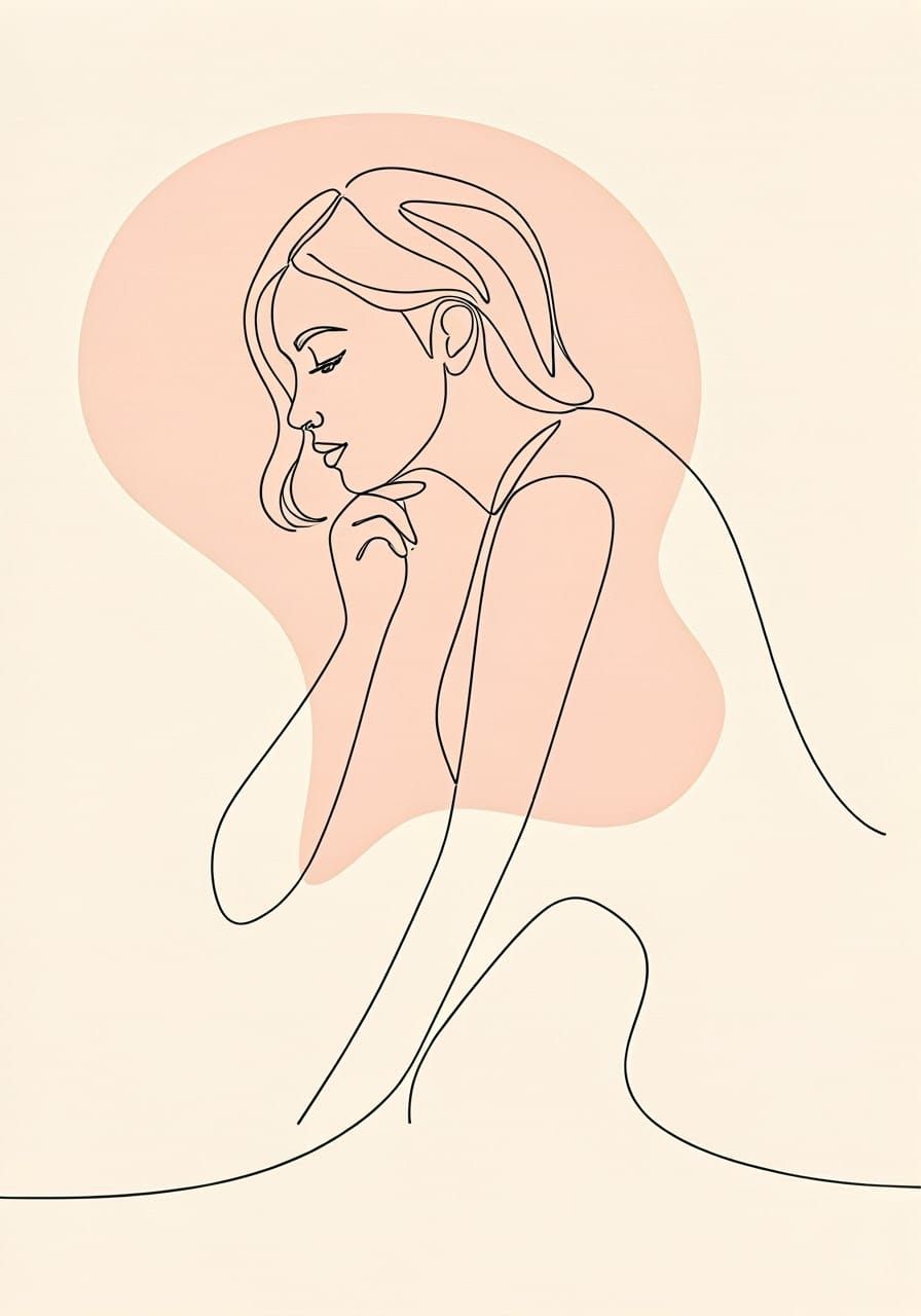 Serene Contemplation in Ethereal Lines