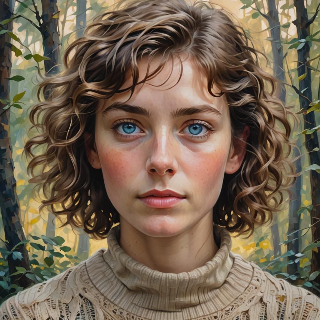 Expressive Oil Painting of a Young Woman