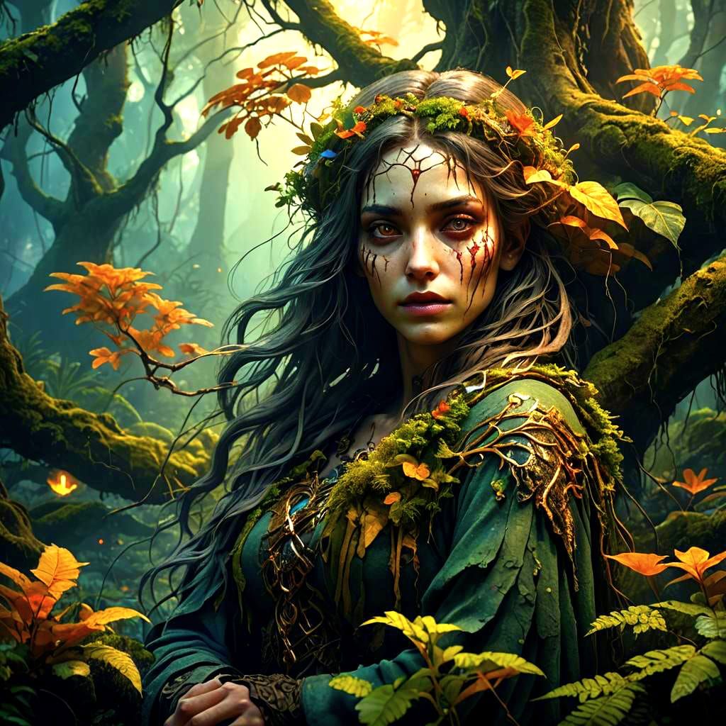 Fantasy Forest: Dead Girl Held by Lovers