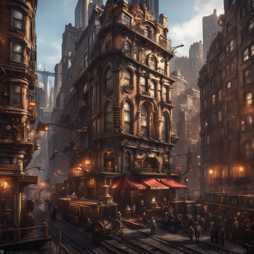 Steampunk New York City in Detailed Matte Painting