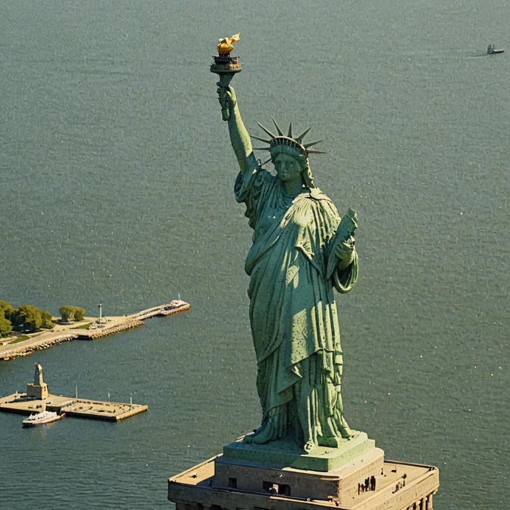Statue of Liberty as Pointillism Painting