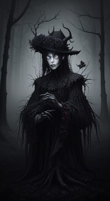 Demonic Flower in Misty Forest Clearing