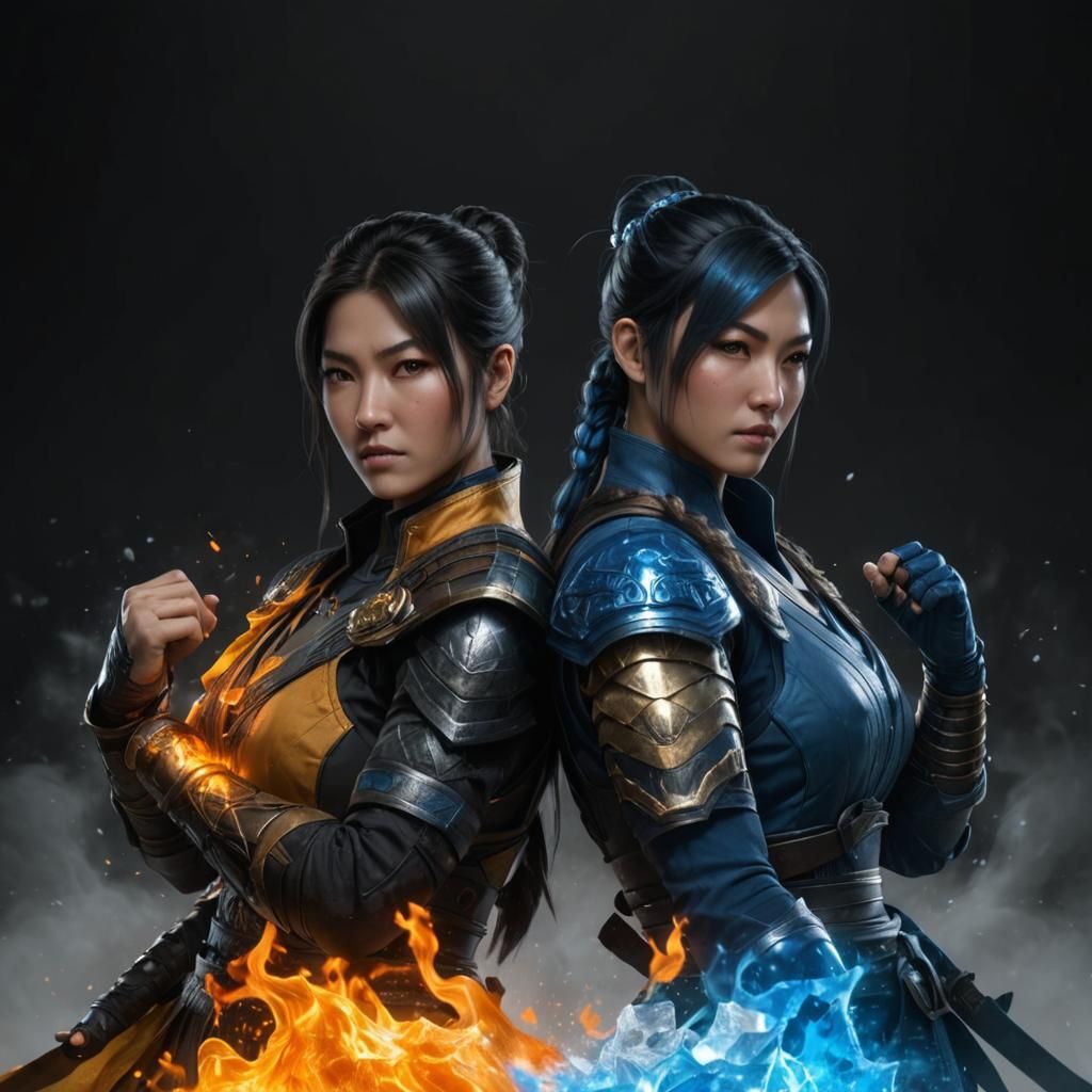 Genderbent Sub-Zero and Scorpion: Mortal Kombat Concept Art