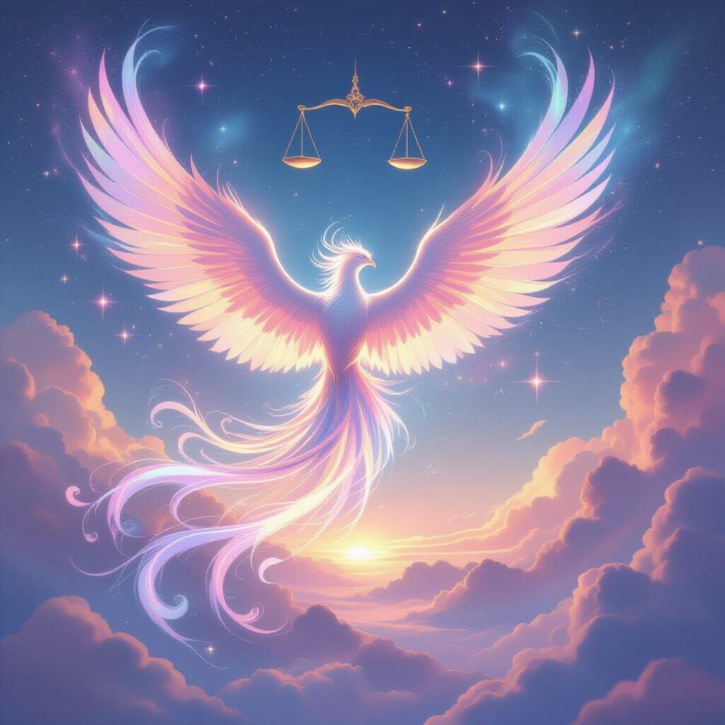 Ethereal Stardust Phoenix in Pastel Cosmos