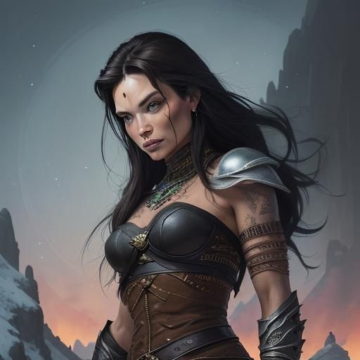 Barbarian Couple in Fractal Landscape: Digital Sketch