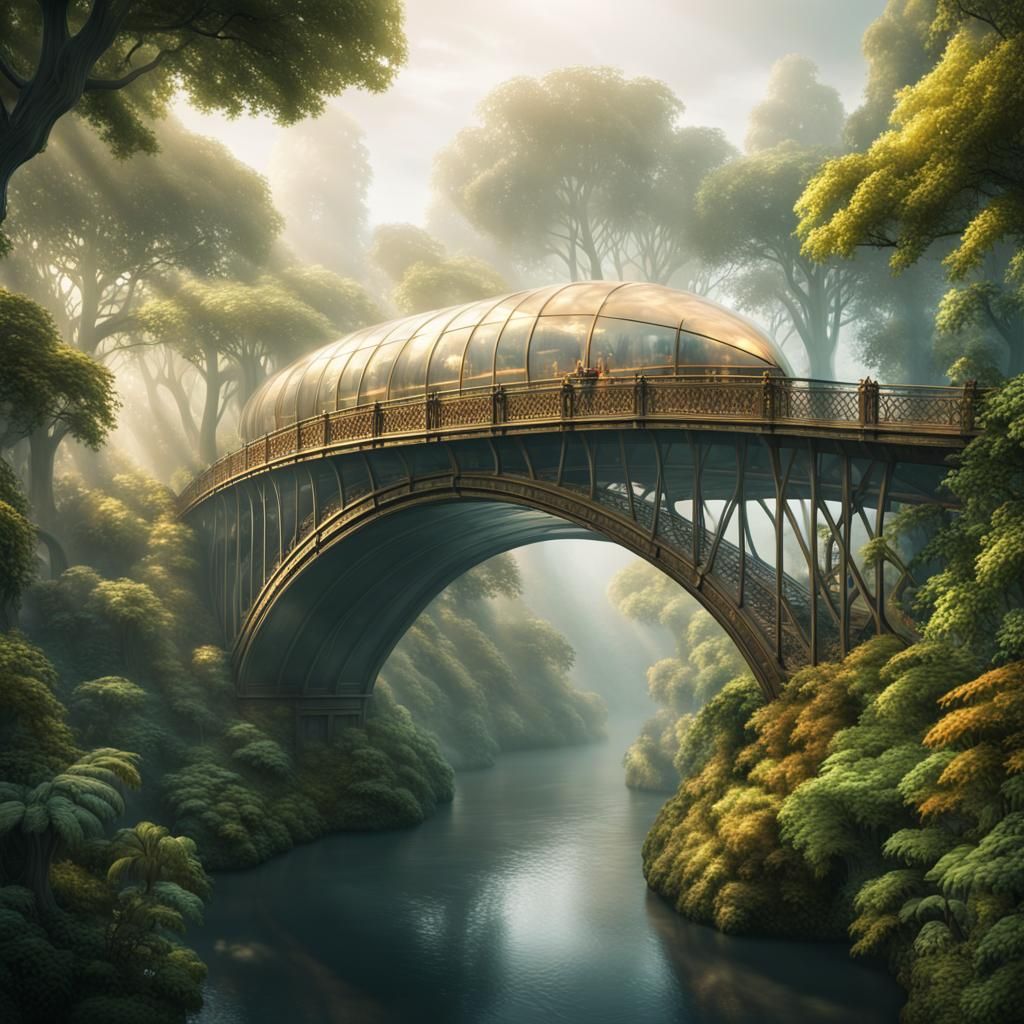 Fantasy Biome Bridge in Lush Misty Setting