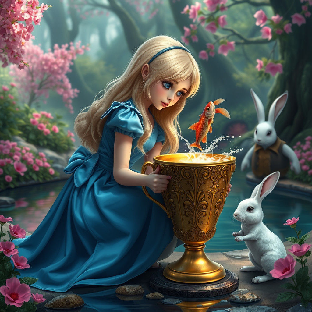 Alice in Wonderland: Fish in Golden Cup