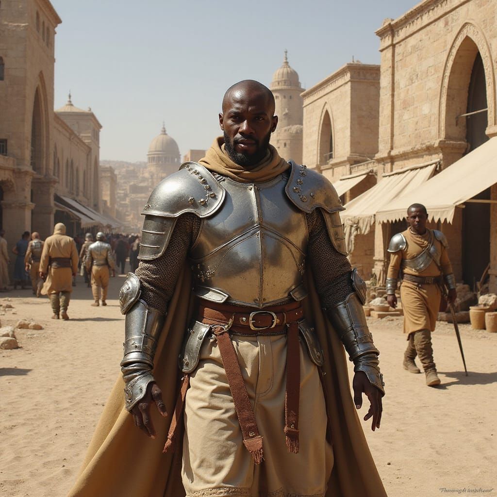Sci-Fi Warrior in Ancient Arabic City